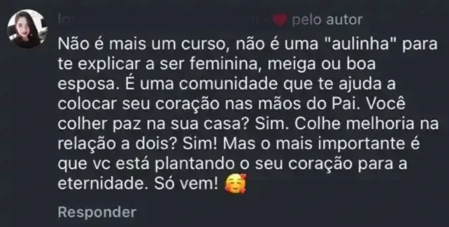 Depoimento sobre a comunidade