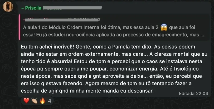 Depoimento de Priscila